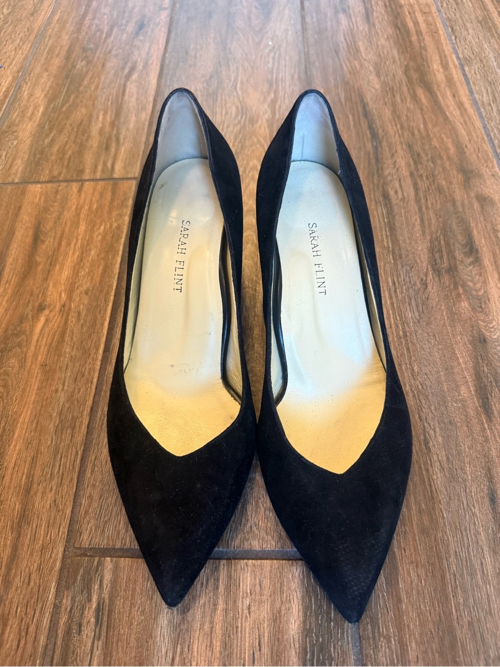 Sarah Flint Black Suede Pointed Toe Pumps